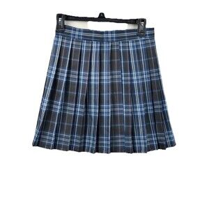 Hug Sunshine NWT Schoolgirl Mini Skirt Medium Blue Black Tan Plaid Pleated